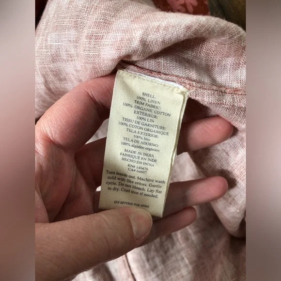 *NWT* Faherty Women's S Anna Kahalekulu Kendall Orange 100% Linen Maxi Sundress - Picture 9 of 16